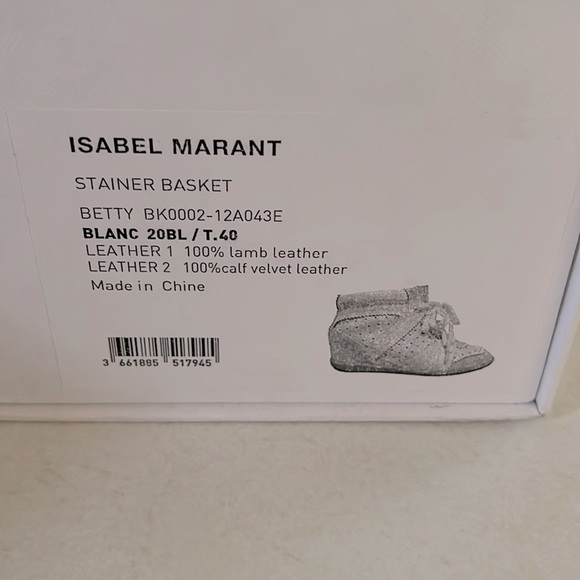 Isabel Marant - Betty Suede Leather White Sneakers, Size 40 - Picture 5 of 5